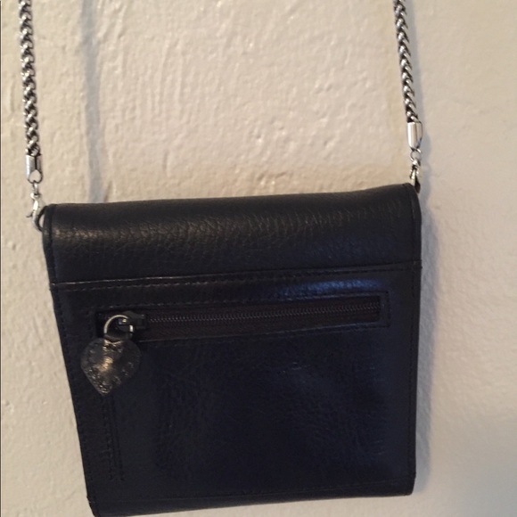 Brighton Black Leather Chain Crossbody Purse - Picture 4 of 6
